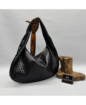 Siyah Woven Tote Çanta