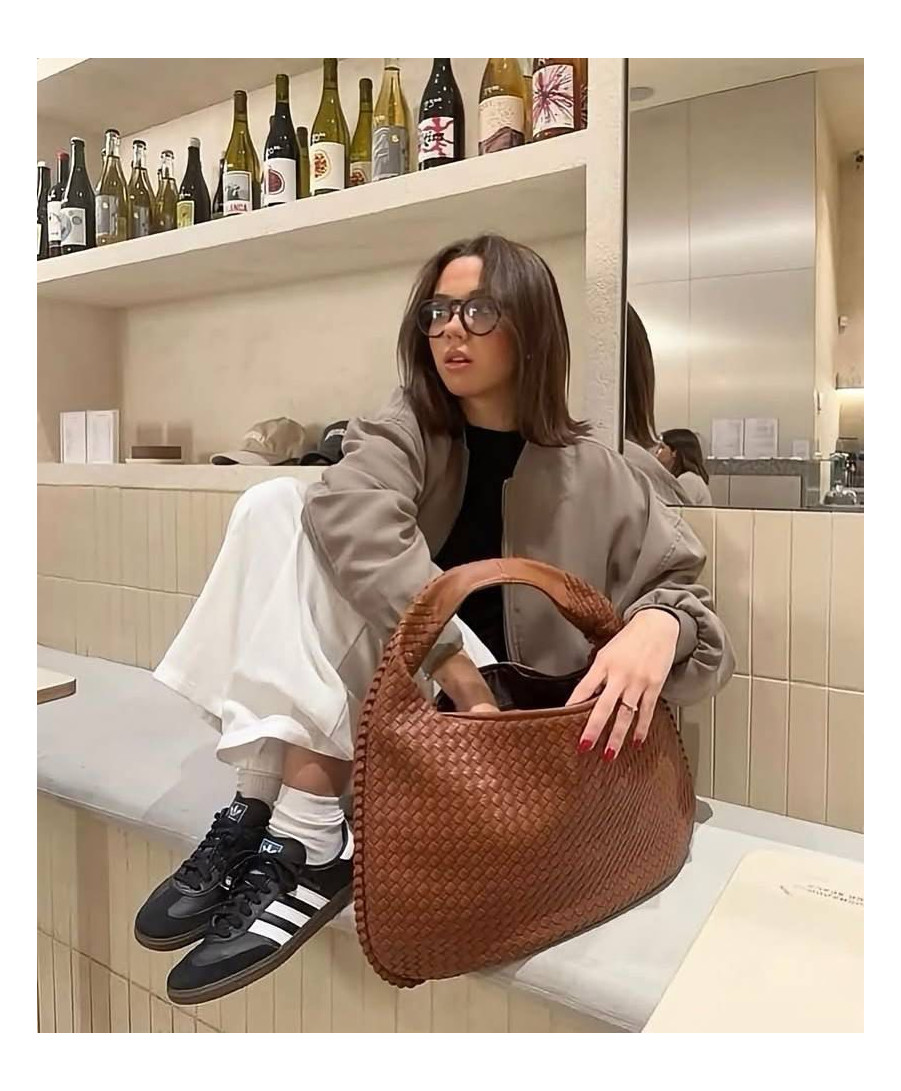 Kahverengi Woven Tote Çanta